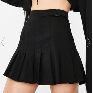 black pleated skater skirt